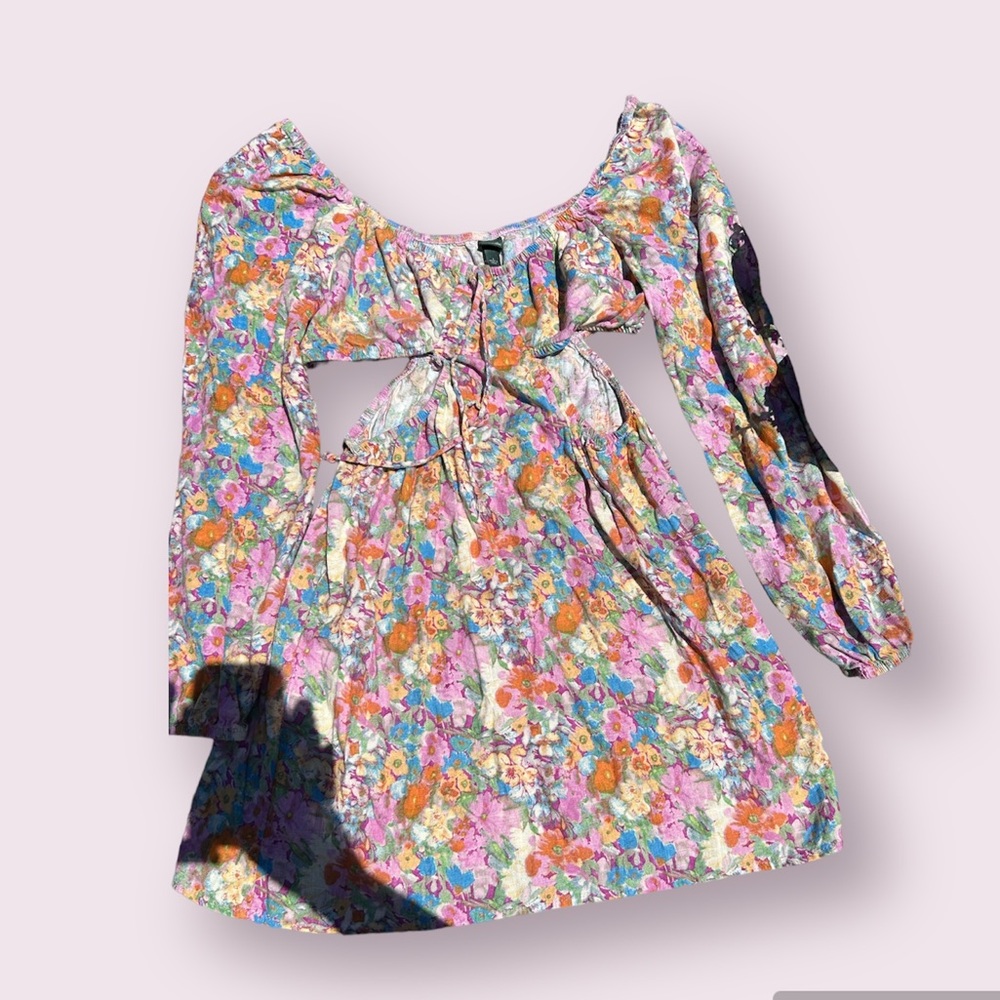 Wild Fable Long Sleeve Cut Out Fit & Flare Floral Dress
